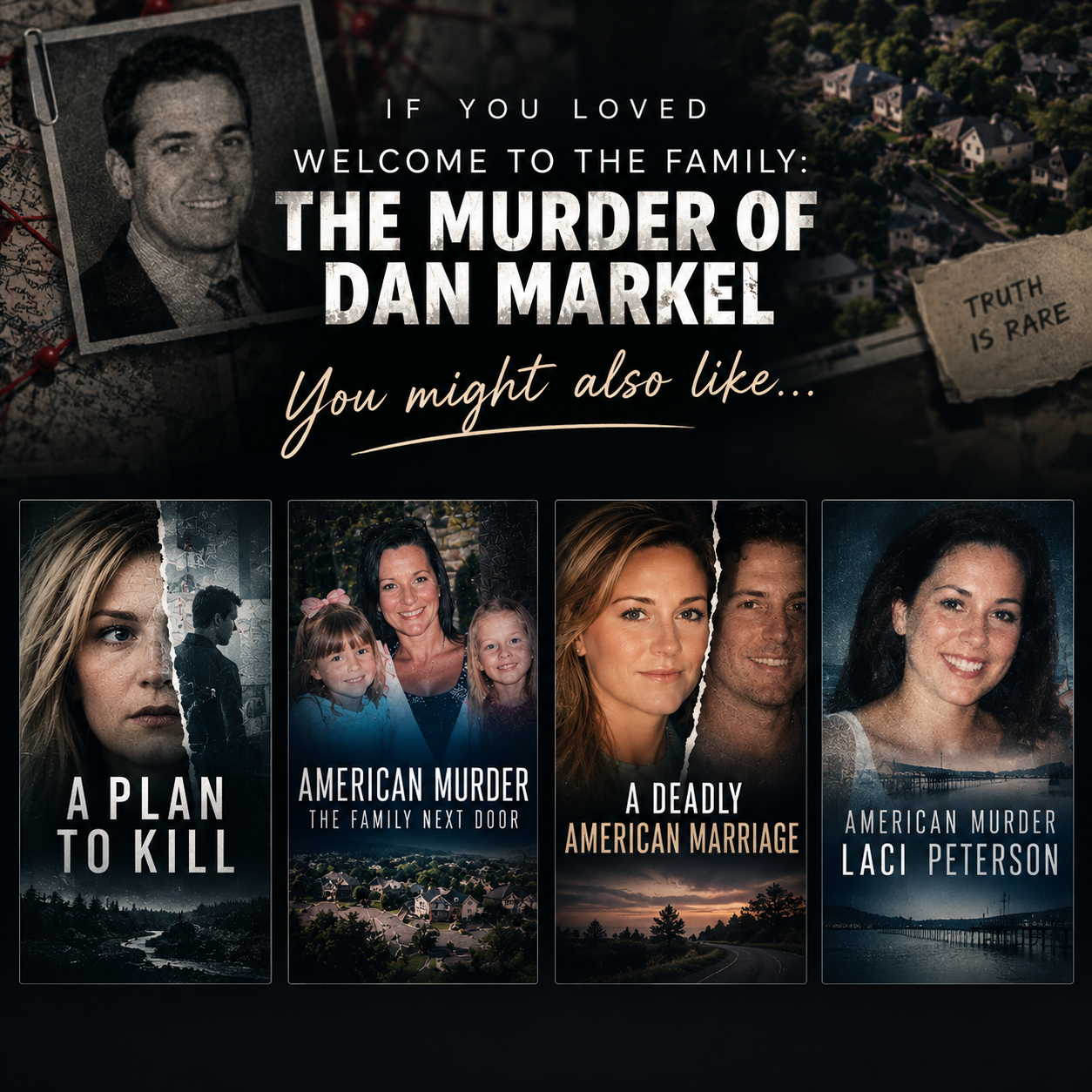 Welcome to the Family: The Murder of Dan Markel with A Plan to Kill, American Murder: The Family Next Door, A Deadly American Marriage and American Murder: Laci Peterson